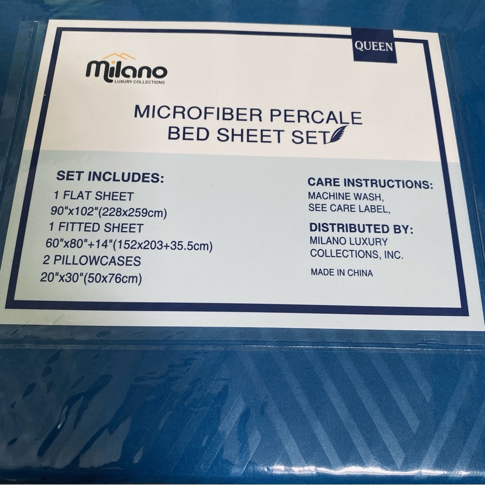 Milano LUXURY COLLECTIONS MICROFIBER PERCALE Queen BED SHEET SET